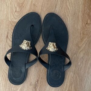 Versace Black Sandals with Gold Medusa